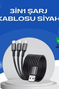 Evrensel 3 Başlıklı Şarj Kablosu – iPhone Huawei Samsung İçin