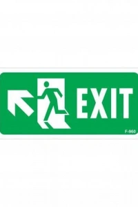 Exit Sol Yukarıı Uyarı Levhası 17,5x25 KOD:960