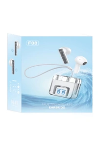 F08 Dijital Şarj Göstergeli TWS Bluetooth Kulaklık - Mavi