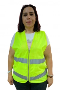 Fermuarlı Sarı İkaz Yeleği XL Beden 59 cm