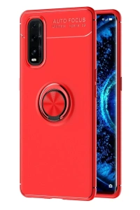 Find X2 Kılıf Range Yüzüklü Silikon - Kırmızı