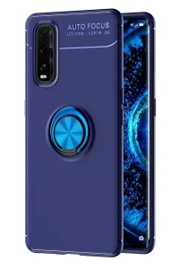 Find X2 Kılıf Range Yüzüklü Silikon - Mavi