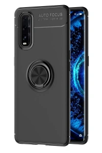 Find X2 Kılıf Range Yüzüklü Silikon - Siyah