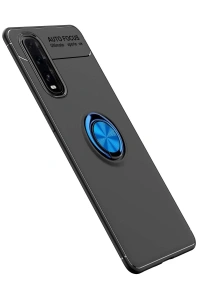 Find X2 Kılıf Range Yüzüklü Silikon - Siyah-Mavi