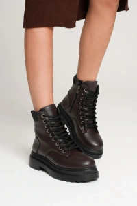 Fiora Özel Tasarım Kadın Kışlık Kalın Tabanlı Acı Kahve Bot