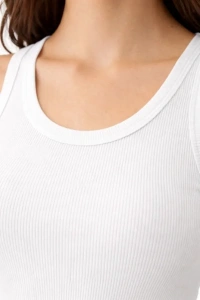 Fitilli Likralı Kaşkorse Atlet Vücuda Oturan Basic Şıklık - Beyaz