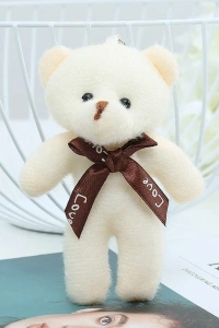 Fiyonklu Krem Renk Ayıcık Anahtarlık