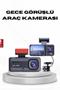 Full HD Üç Kameralı Araç Kamerası G-Sensörlü ve Gece Görüşlü