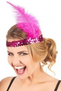 Fuşya Renk Çarliston Saç Bandı