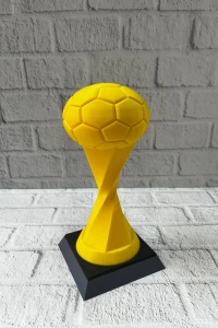 Futbol Toplu Sarı Kupa 21cm Masaüstü Dekor Ödül Figürü