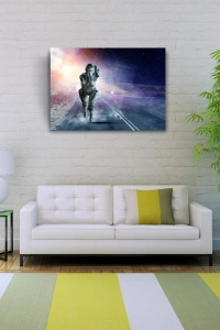 Futuristik , İnsansı Robot , Mavi Tonlar Kanvas Tablo 50 x 70