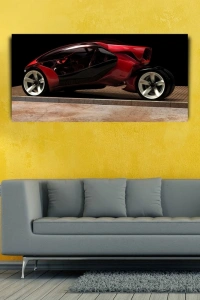Futuristik Kırmızı Araba Kanvas Tablo 60 x 120