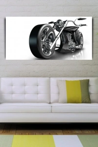 Futuristik Siyah Motosiklet Kanvas Tablo 60 x 120