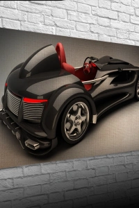 Futuristik , Siyah Spor Araba Kanvas Tablo 60 x 120