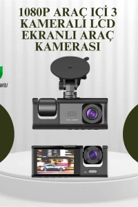 G-Sensörlü 3lü Kayıtlı Araç Kamerası