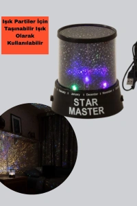 Galaxy Efektli LED Projektör Taşınabilir Yıldız Gece Lambası