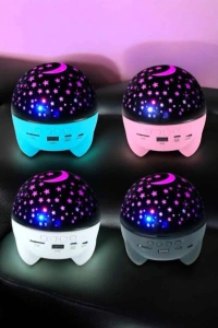 Gece Lambası Projeksiyon Görünümlü Şarjlı Yıldızlı Yuvarlak