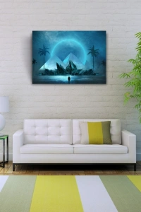 Geleceğin Gece Betimlenmesi , Mavi Tonlarda Kanvas Tablo 50 x 70