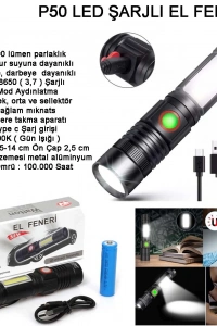 Geniş Açılı P50 Led Şarjlı EL Feneri Wt-601
