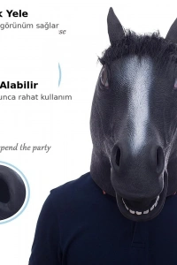 Gerçekçi At Kafası Maskesi Siyah Renk