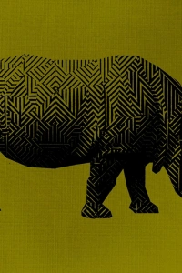 Gergedan , Hipopotam Soyut Çalışma Kanvas Tablo 50 x 70