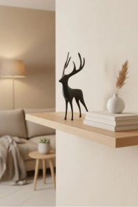 Geyik Figürü Gri Modern Salon ve Raf Dekoru