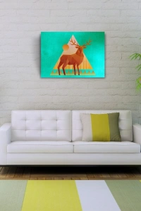 Geyik Figürü,  Soyut Çalışma Kanvas Tablo 50 x 70