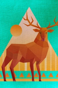 Geyik Figürü,  Soyut Çalışma Kanvas Tablo 50 x 70