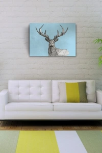 Geyik Temalı Soyut Çalışma Kanvas Tablo 50 x 70