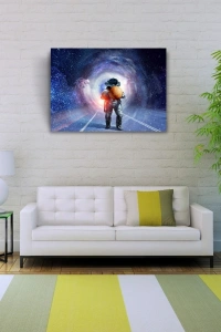 Gezegen Taşıyan Astronot Kanvas Tablo 50 x 70