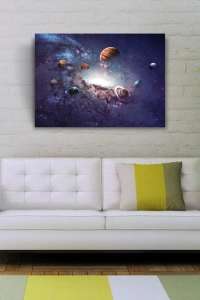 Gezegenler Gri Tonlarda Kanvas Tablo 50 x 70