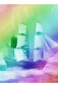 Gökkuşağı Gemi Canvas Tablo (50x70)