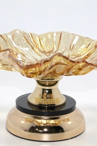 Gold Detaylı Ayaklı Dekoratif Cam Sunumluk