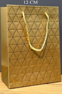 Gold Geometrik Desenli Mini Boy Karton Hediye Çantası