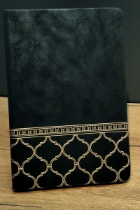 Gold İşlemeli Siyah Deri Defter