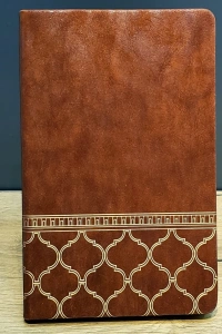 Gold İşlemeli Taba Rengi Deri Not Defteri