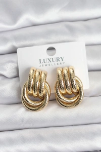 Gold Renk Halka Modelli Pirinç Kadın Küpe