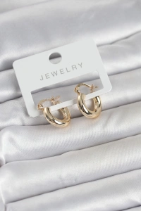 Gold Renk Pirinç Halka 15 mm Kadın Küpe