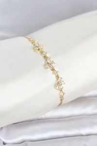 Gold Renk Pirinç Kelebek Model Asansörlü Model Kadın Bileklik