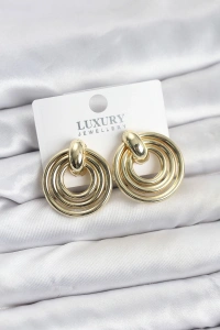 Gold Renk Pirinç Vintage Kadın Küpe
