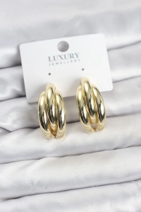 Gold Renk Pirinç Yarım Halka Model Kadın Küpe