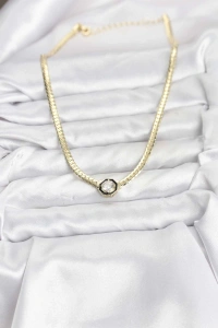 Gold Renk Pirinç Zirkon Taşlı Kadın Kolye