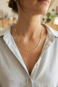 Gold Renk Pul Model 60 cm Kadın Kolye