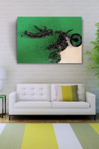 Gösteri yapan Motokrosçu Kanvas Tablo 50 x 70