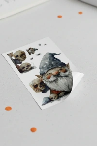 Gotik Cüce ve Kafatası Halloween Duvar Sticker Seti