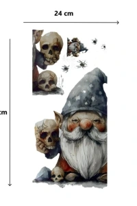 Gotik Cüce ve Kafatası Halloween Duvar Sticker Seti