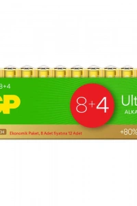 GP Ultra Alkalin AAA İnce Kalem Pil 12li Paket
