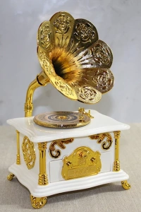 Gramofon Müzik Kutusu Beyaz