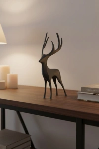 Gri Geyik Biblo Minimal Tasarım Şık Ev Aksesuarı