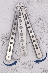 Gri Katlanabilir Paslanmaz Çelik Kelebek Bıçak Tasarımlı Tarak